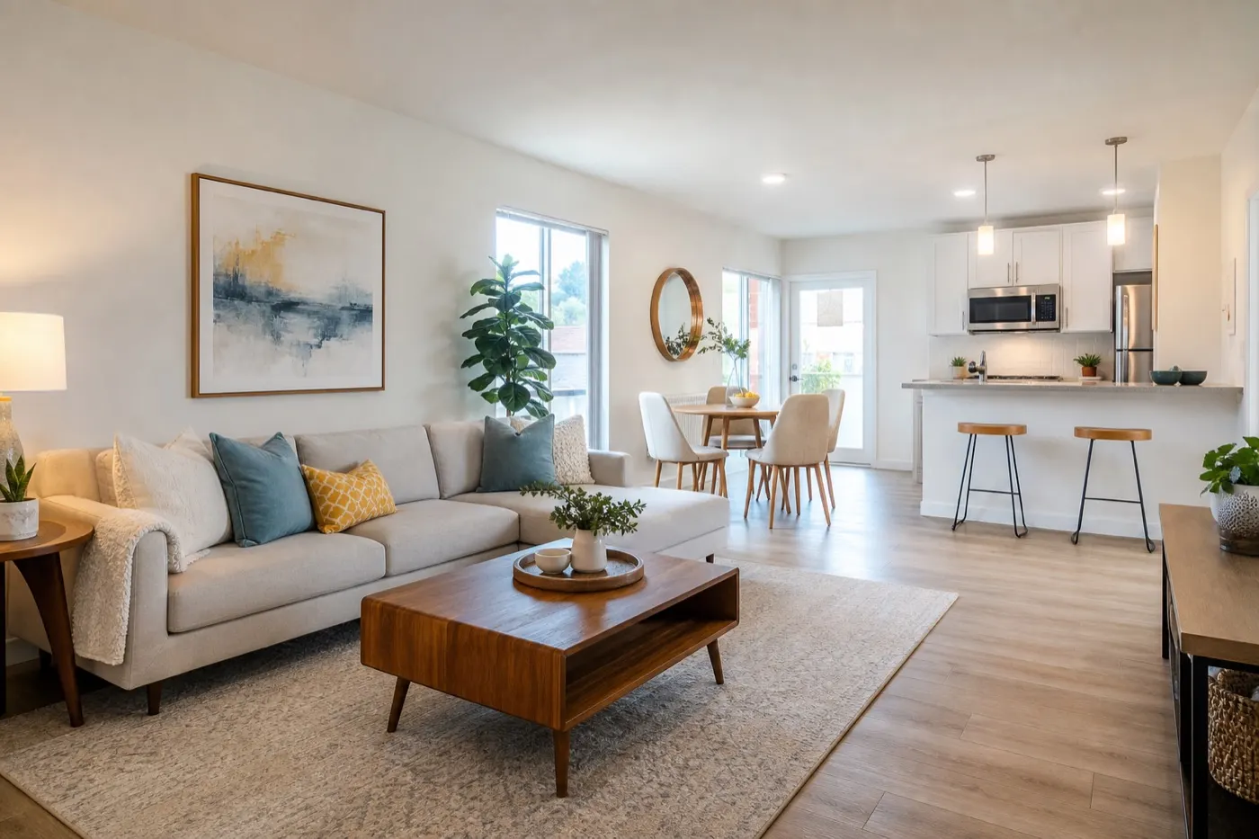 Bright, clean living area representing Rosa's Cleaning Services